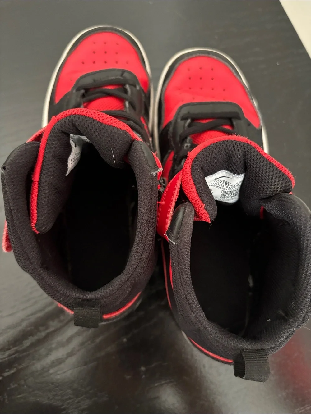 Nike Kids Red and Black Mid-Top Sneakers with Strap